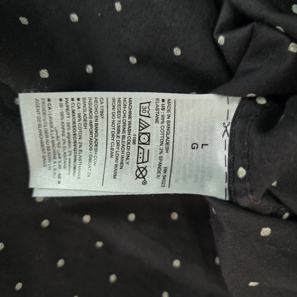 Old Navy Black Shirt with White Dots Size Large9 - Picture 4 of 4